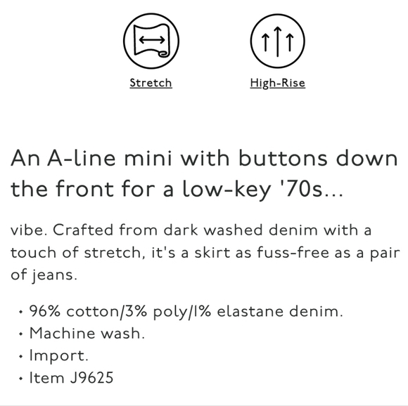 Madewell "Stretch Denim A-Line Mini Skirt: Button-Front Edition" Women's Size 4 - Picture 9 of 10